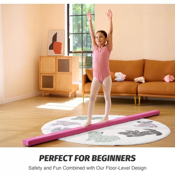 ZELUS 8 Folding Gymnastics Balance Beam Floor Balance Beam wCarry Handles AntiSlip Base for Kids Beginners ampamp Professional GymnastsPink