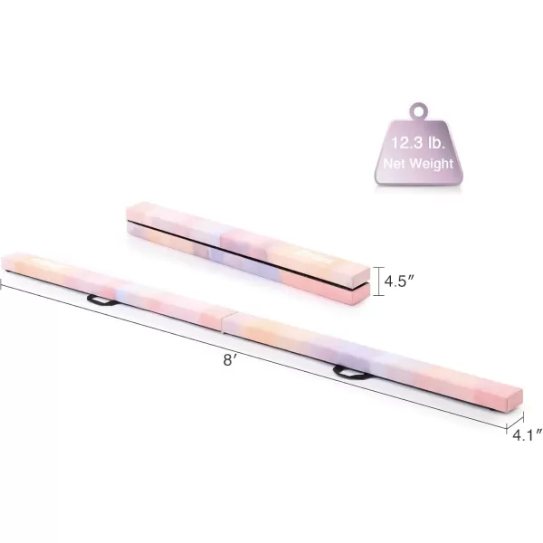 ZELUS 8 Folding Gymnastics Balance Beam Floor Balance Beam wCarry Handles AntiSlip Base for Kids Beginners ampamp Professional GymnastsPinkPurple
