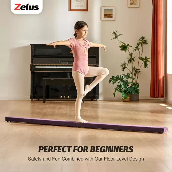 ZELUS 8 Folding Gymnastics Balance Beam Floor Balance Beam wCarry Handles AntiSlip Base for Kids Beginners ampamp Professional GymnastsPurple