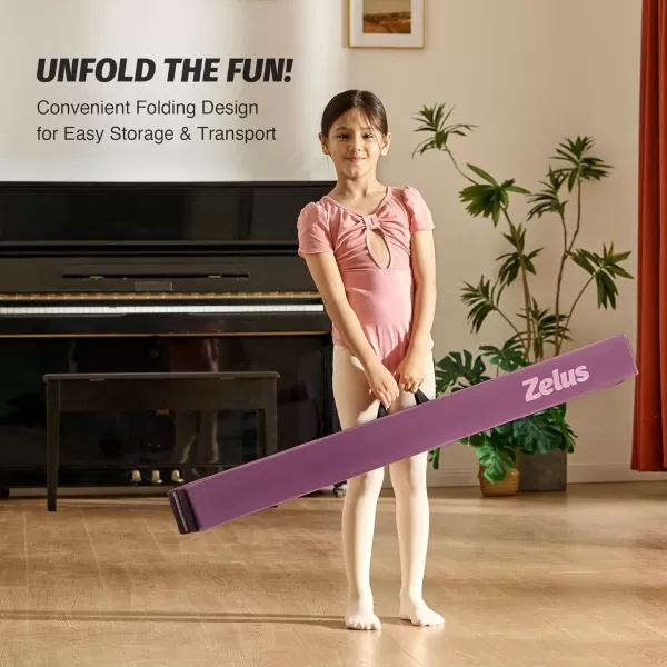 ZELUS 8 Folding Gymnastics Balance Beam Floor Balance Beam wCarry Handles AntiSlip Base for Kids Beginners ampamp Professional GymnastsPurple