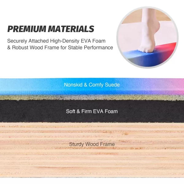 ZELUS 8 Folding Gymnastics Balance Beam Floor Balance Beam wCarry Handles AntiSlip Base for Kids Beginners ampamp Professional GymnastsRainbow