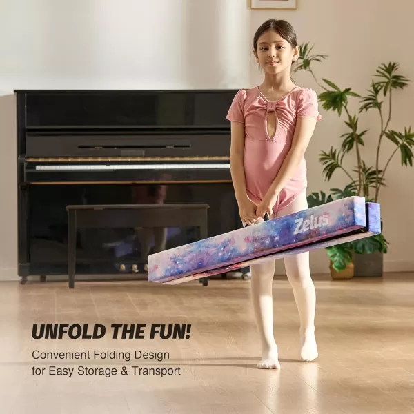ZELUS 8 Folding Gymnastics Balance Beam Floor Balance Beam wCarry Handles AntiSlip Base for Kids Beginners ampamp Professional GymnastsStar