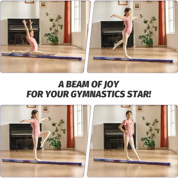 ZELUS 8 Folding Gymnastics Balance Beam Floor Balance Beam wCarry Handles AntiSlip Base for Kids Beginners ampamp Professional GymnastsStar