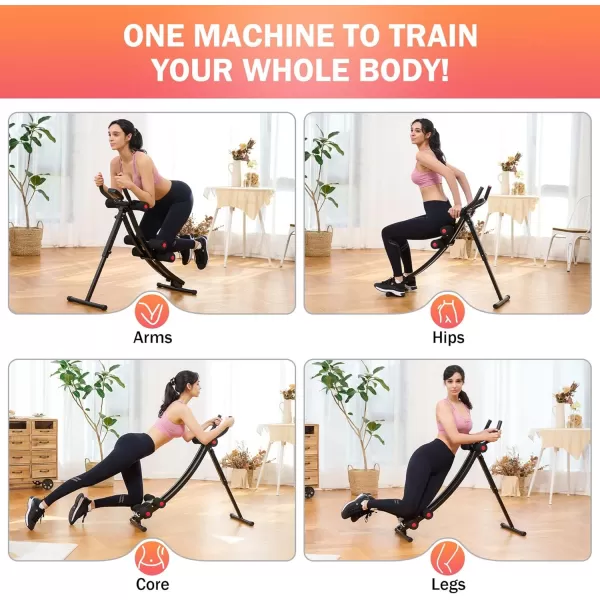ZELUS Ab Machine for Home Gym Core Strength Training Equipment for Home Fitness Ab Crunch Coaster with 4 Intensities and Digital Display Foldable Core Trainer for AbdominalAb Machine