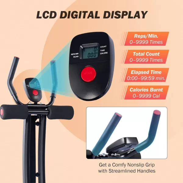 ZELUS Ab Machine for Home Gym Core Strength Training Equipment for Home Fitness Ab Crunch Coaster with 4 Intensities and Digital Display Foldable Core Trainer for AbdominalAb Machine