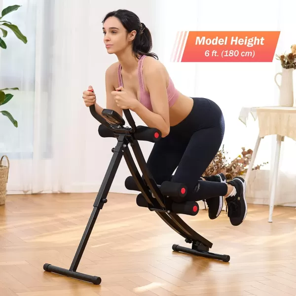 ZELUS Ab Machine for Home Gym Core Strength Training Equipment for Home Fitness Ab Crunch Coaster with 4 Intensities and Digital Display Foldable Core Trainer for AbdominalAb Machine