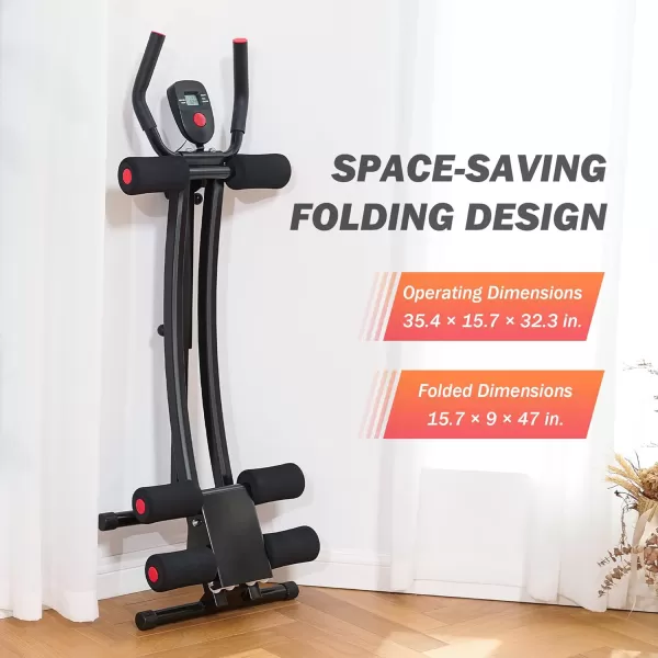 ZELUS Ab Machine for Home Gym Core Strength Training Equipment for Home Fitness Ab Crunch Coaster with 4 Intensities and Digital Display Foldable Core Trainer for AbdominalAb Machine