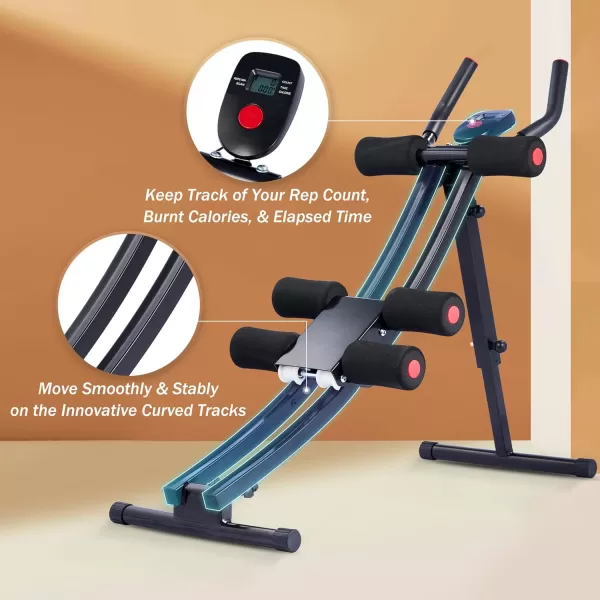 ZELUS Ab Machine for Home Gym Core Strength Training Equipment for Home Fitness Ab Crunch Coaster with 4 Intensities and Digital Display Foldable Core Trainer for AbdominalAb Machine