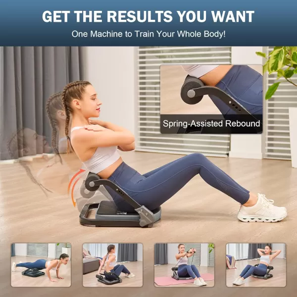 ZELUS Ab Machine with Resistance Bands for Home Gym 2 in 1 Ab Workout Equipment with Rebound Assist 4 Intensities Core Strength Trainer Whole Body Exercise Fitness Equipment for Home WorkoutsGray