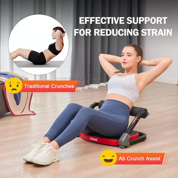 ZELUS Ab Machine with Resistance Bands for Home Gym 2 in 1 Ab Workout Equipment with Rebound Assist 4 Intensities Core Strength Trainer Whole Body Exercise Fitness Equipment for Home WorkoutsRed