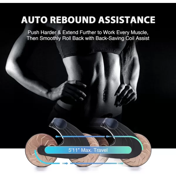 ZELUS Ab Roller Wheel for Home Gym Ab Roller Exercise Equipment with 36quot Dual Wheels Auto Rebound Assistance Digital Display Knee Pad Core Strength Trainer Fitness Equipment for Home Workouts