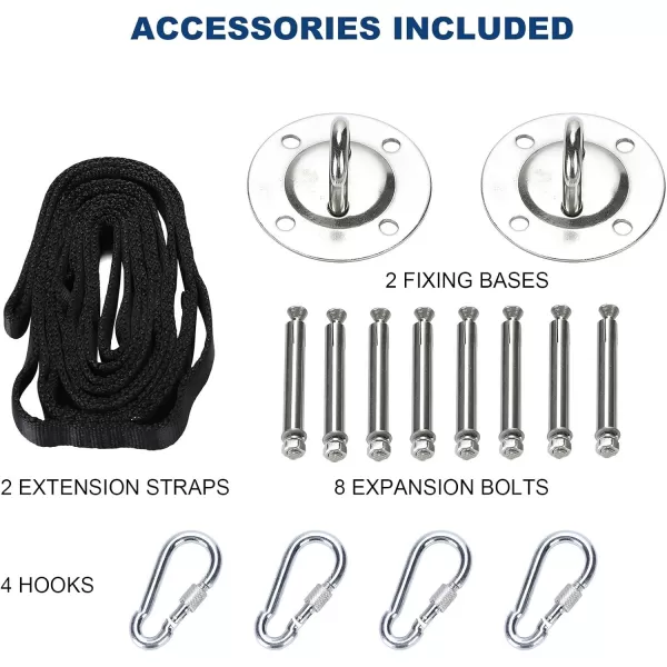 ZELUS Aerial Yoga Swing Sling Strong Yoga Hammock Kit Set Trapeze Inversion Equipment Include 2 Extensions Straps and Ceiling Mounting KitBlack