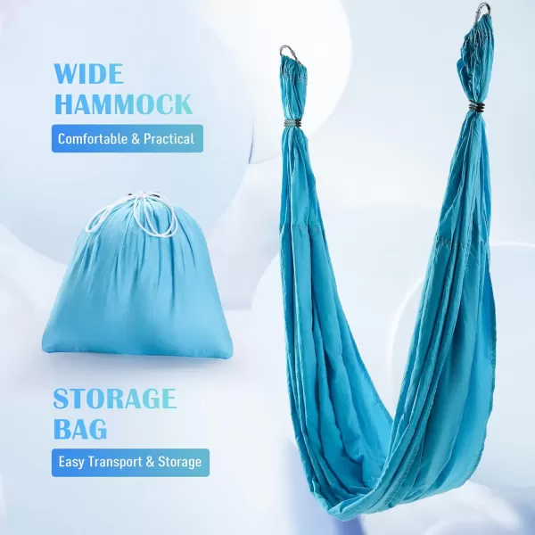 ZELUS Aerial Yoga Swing Sling Strong Yoga Hammock Kit Set Trapeze Inversion Equipment Include 2 Extensions Straps and Ceiling Mounting KitBlue