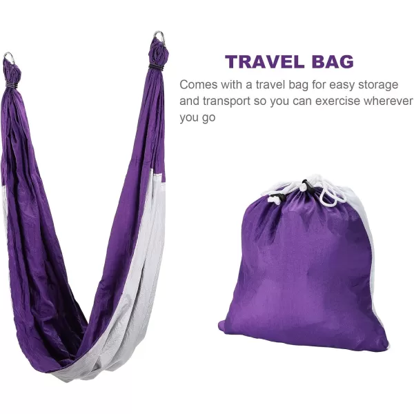 ZELUS Aerial Yoga Swing Sling Strong Yoga Hammock Kit Set Trapeze Inversion Equipment Include 2 Extensions Straps and Ceiling Mounting KitPurple and White