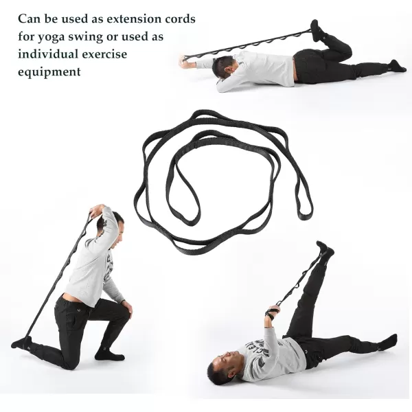 ZELUS Aerial Yoga Swing Sling Strong Yoga Hammock Kit Set Trapeze Inversion Equipment Include 2 Extensions Straps and Ceiling Mounting KitPurple and White