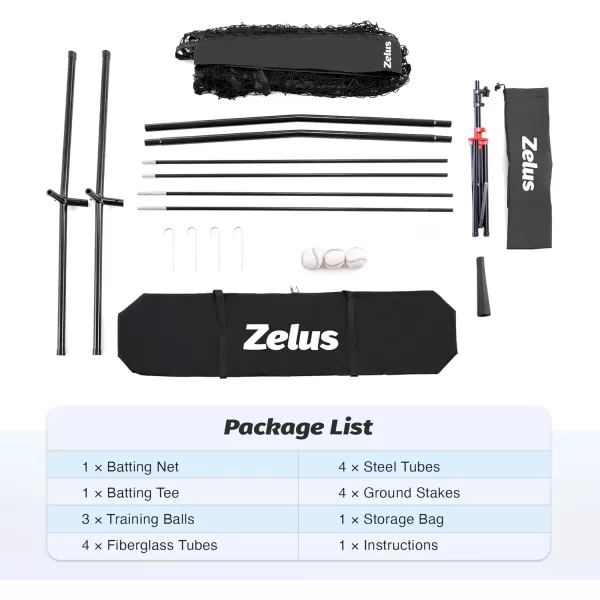 ZELUS Baseball Net Kit with Baseball Tee and Sock Net 7x7ft Softball Baseball Training Equipment for Hitting and Batting Practice Portable Indoor Outdoor Pitching NetNet and ballBlack