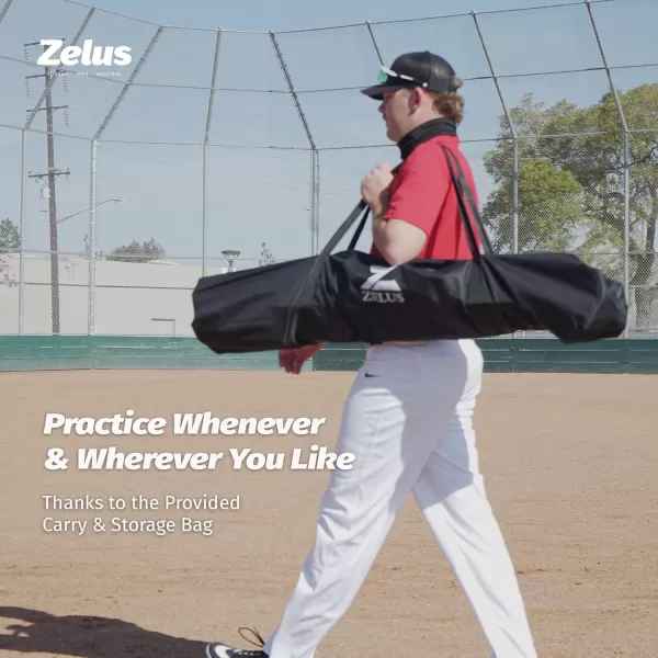 ZELUS Baseball Net Kit with Tee and Strike Zone 7x7ft Softball Training Equipment for Hitting and Pitching with Carry Bag Ball Caddy ampamp 12 Baseballs ampamp 12 28Inch 1 lb Weight Balls