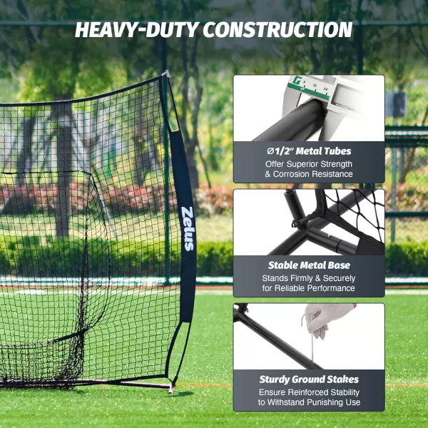 ZELUS Baseball ampamp Softball Practice Hitting and Pitching Net with Batting Tee Portable Baseball Backstop Net with Carry Bag Baseball Training Equipment for All AgesBlack