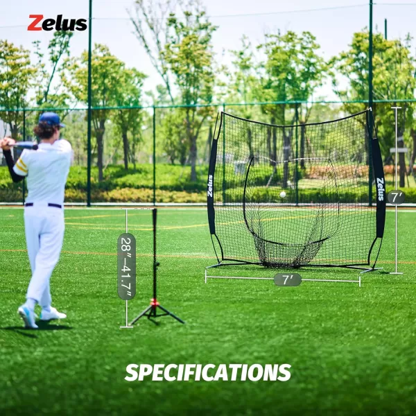 ZELUS Baseball ampamp Softball Practice Hitting and Pitching Net with Batting Tee Portable Baseball Backstop Net with Carry Bag Baseball Training Equipment for All AgesBlack