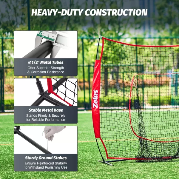 ZELUS Baseball ampamp Softball Practice Hitting and Pitching Net with Batting Tee Portable Baseball Backstop Net with Carry Bag Baseball Training Equipment for All AgesRed