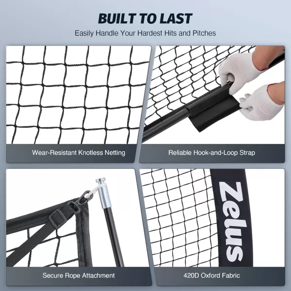 ZELUS Baseball ampamp Softball Practice Hitting and Pitching Net with Batting Tee Portable Baseball Backstop Net with Carry Bag Baseball Training Equipment for All AgesBlack