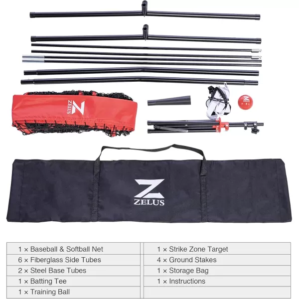 ZELUS Baseball net and tee 5x5ft 7x7ft Baseball Net for Hitting and Pitching Portable Indoor Outdoor Batting Practice Net with Carry Bag Ball Caddy ampamp Baseballs5X5 Net Tee Red