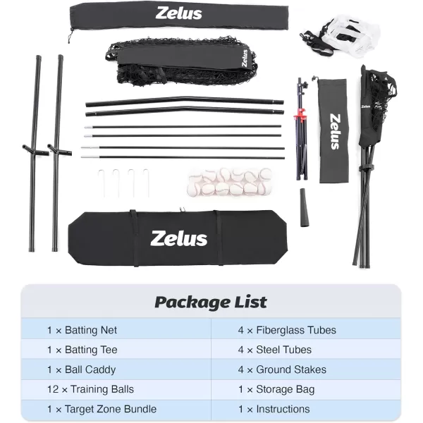 ZELUS Baseball net and tee 5x5ft 7x7ft Baseball Net for Hitting and Pitching Portable Indoor Outdoor Batting Practice Net with Carry Bag Ball Caddy ampamp Baseballs7x7 Combo Black