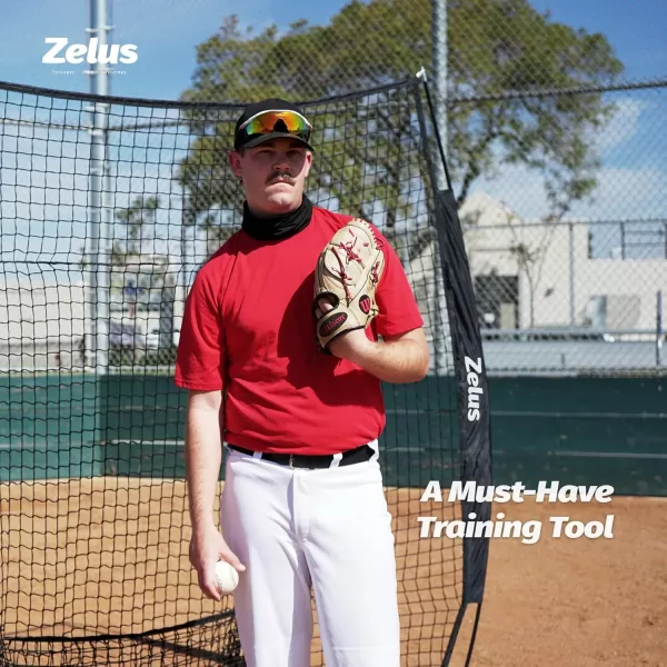 ZELUS Baseball net and tee 5x5ft 7x7ft Baseball Net for Hitting and Pitching Portable Indoor Outdoor Batting Practice Net with Carry Bag Ball Caddy ampamp Baseballs7x7 Combo Black