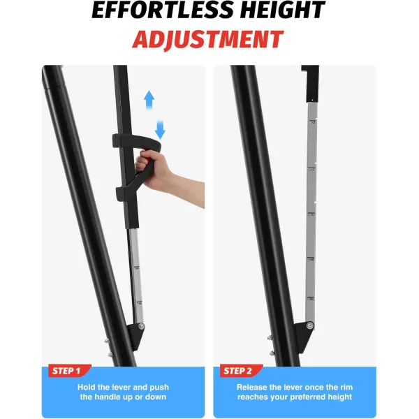 ZELUS Basketball Hoop Outdoor 444955 to 10 ft Height Portable Basketball Hoop System with 18 in Standard Hoop 44 in Backboard ampamp Weight Bag Adjustable Basketball Hoop for Backyard DrivewayAdjustment Handle  B