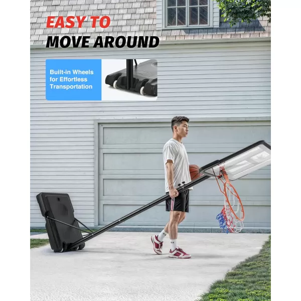 ZELUS Basketball Hoop Outdoor 444955 to 10 ft Height Portable Basketball Hoop System with 18 in Standard Hoop 44 in Backboard ampamp Weight Bag Adjustable Basketball Hoop for Backyard DrivewayThumb Screw Knobs