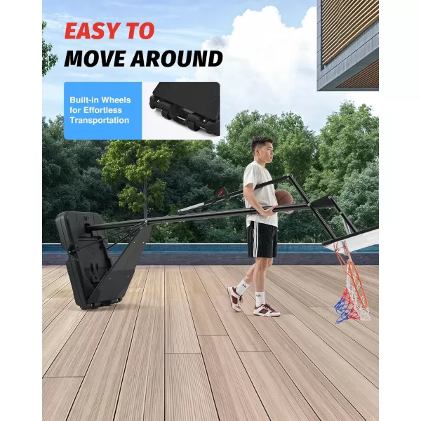 ZELUS Basketball Hoop Outdoor 444955 to 10 ft Height Portable Basketball Hoop System with 18 in Standard Hoop 44 in Backboard ampamp Weight Bag Adjustable Basketball Hoop for Backyard DrivewayAdjustment Handle  B
