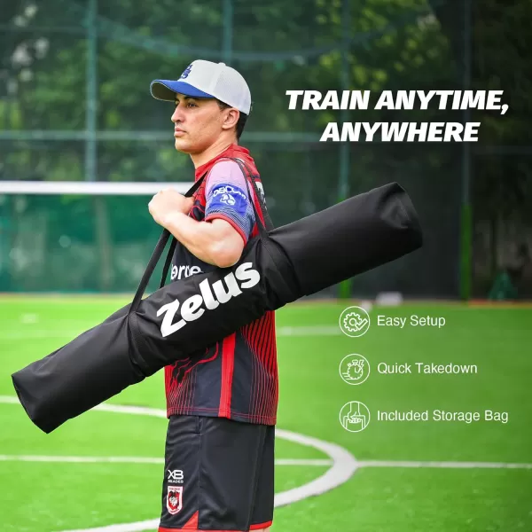 ZELUS Football Throwing Net Quarterback Training Equipment with 5 Target Pockets Football Practice Throwing Passing Accuracy Trainer with Carry Bag Ground Stakes for Kids AdultsBlack