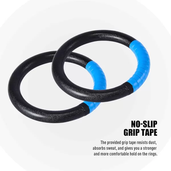 ZELUS Gymnastic Rings Exercise Olympic Rings with Adjustable Straps Steel Buckles Perfect for Workout Strength Training PullUps and Dips Black