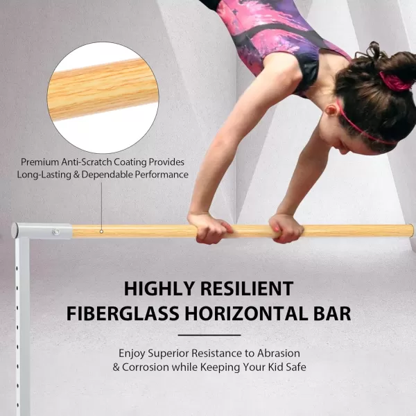 ZELUS Gymnastics Bar for Home  Height Adjustable 3 to 5 Gymnastics Bar for Kids  Junior Home Gym Equipment Girls ampamp Boys Kip Bar for Indoor Exercise Training  52quot Horizontal Bar 300lb Cap