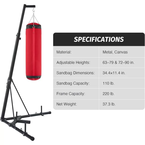 ZELUS Heavy Duty Punching Bag Stand Height Adjustable Boxing Bag Stand with Canvas Sandbag ampamp 220 lb Capacity Free Standing Heavy Bag Stand with Weighted Base for Home Gym Workout Fitness