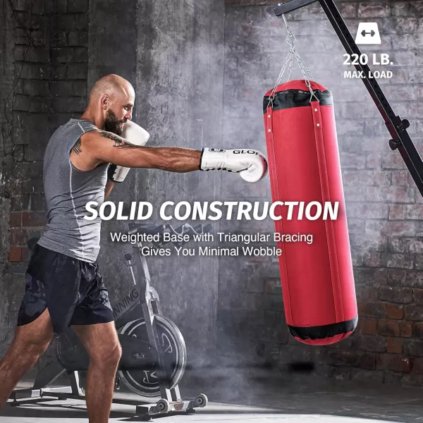ZELUS Heavy Duty Punching Bag Stand Height Adjustable Boxing Bag Stand with Canvas Sandbag ampamp 220 lb Capacity Free Standing Heavy Bag Stand with Weighted Base for Home Gym Workout Fitness
