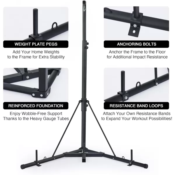 ZELUS Heavy Duty Punching Bag Stand Height Adjustable Boxing Bag Stand with Canvas Sandbag ampamp 220 lb Capacity Free Standing Heavy Bag Stand with Weighted Base for Home Gym Workout Fitness