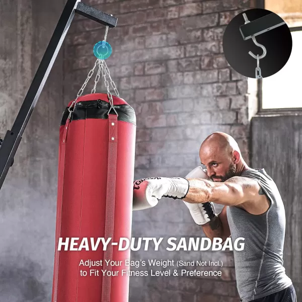 ZELUS Heavy Duty Punching Bag Stand Height Adjustable Boxing Bag Stand with Canvas Sandbag ampamp 220 lb Capacity Free Standing Heavy Bag Stand with Weighted Base for Home Gym Workout Fitness