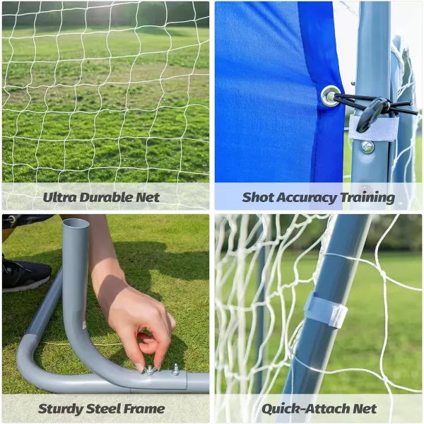 ZELUS Soccer Goal 8 x 56 ft 2 in 1 Powder Coated Soccer Goal Frame with All Weather Net ampamp Detachable Target Goal Net for improving Skills