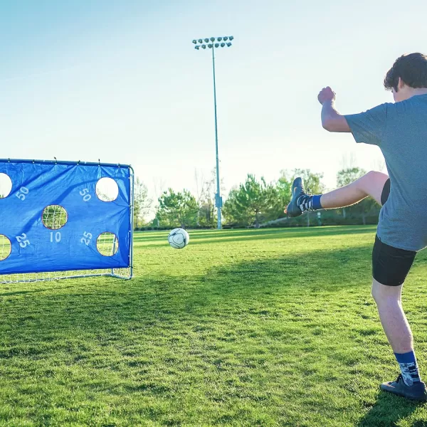 ZELUS Soccer Goal 8 x 56 ft 2 in 1 Powder Coated Soccer Goal Frame with All Weather Net ampamp Detachable Target Goal Net for improving Skills