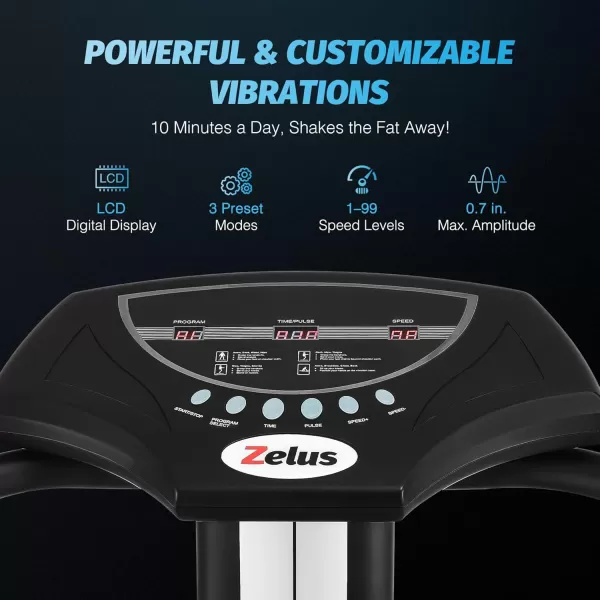 ZELUS Whole Body Vibration Plate 500W Vibration Plate Exercise Machine with 99 Levels 3 Preset Modes ampamp 2 Resistance Bands Training Fitness Vibration Platform Machine for Home Gym with 330lb Capacity