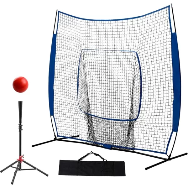 77 Baseball Net with Tee Kit Portable Baseball Net for Hitting and Pitching Softball Net with Tee Carry Bag ampamp Weighted BaseballBlue