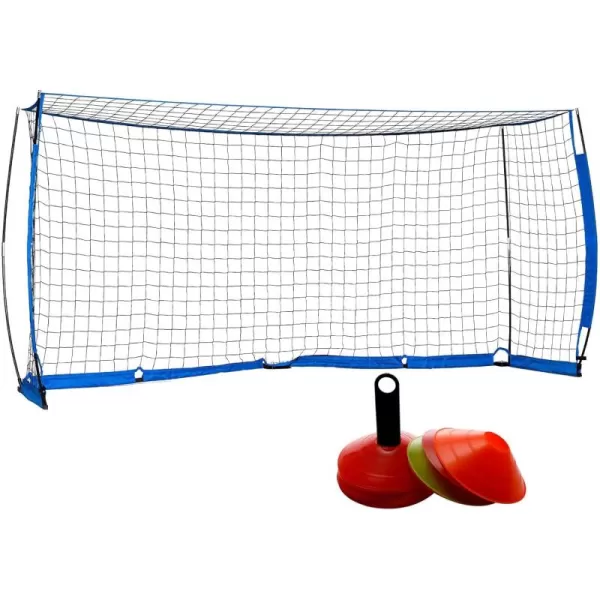 Portable Soccer Goal Set 12x6 ft Soccer Goal for Backyard Practice and 12 Soccer Cones  Soccer Equipment for Training  for Outdoor Play w Knotless Net 12 Sport ConesBlue