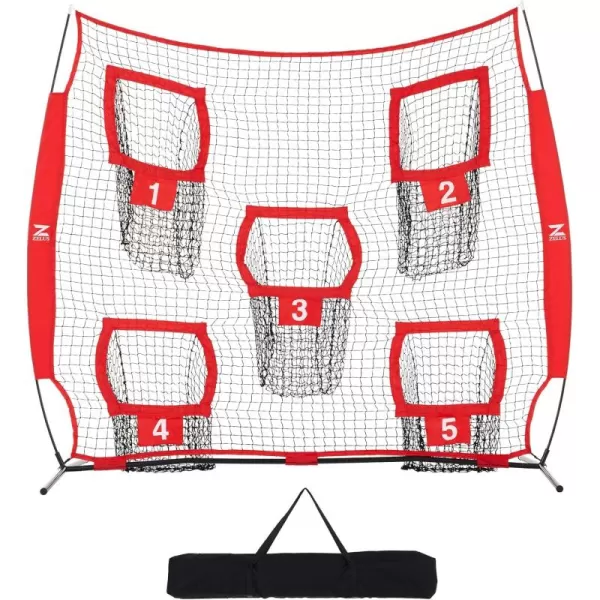 ZELUS 7 x 7ft Football Trainer Throwing Net  Training Throwing Target Practice with 5 Throwing Targets  Great for Quarterback  Includes Carry BagRed