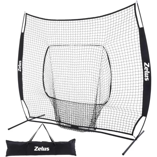 ZELUS 7x7ft Baseball Net for Hitting and Pitching Practice and Training  7x7 Portable Hitting Net Pitching Net  Batting Net with Frame and NetBlack