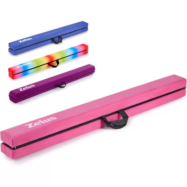 ZELUS 8 Folding Gymnastics Balance Beam Floor Balance Beam wCarry Handles AntiSlip Base for Kids Beginners ampamp Professional GymnastsPink