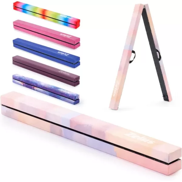 ZELUS 8 Folding Gymnastics Balance Beam Floor Balance Beam wCarry Handles AntiSlip Base for Kids Beginners ampamp Professional GymnastsPinkPurple