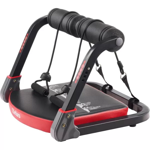ZELUS Ab Machine with Resistance Bands for Home Gym 2 in 1 Ab Workout Equipment with Rebound Assist 4 Intensities Core Strength Trainer Whole Body Exercise Fitness Equipment for Home WorkoutsRed