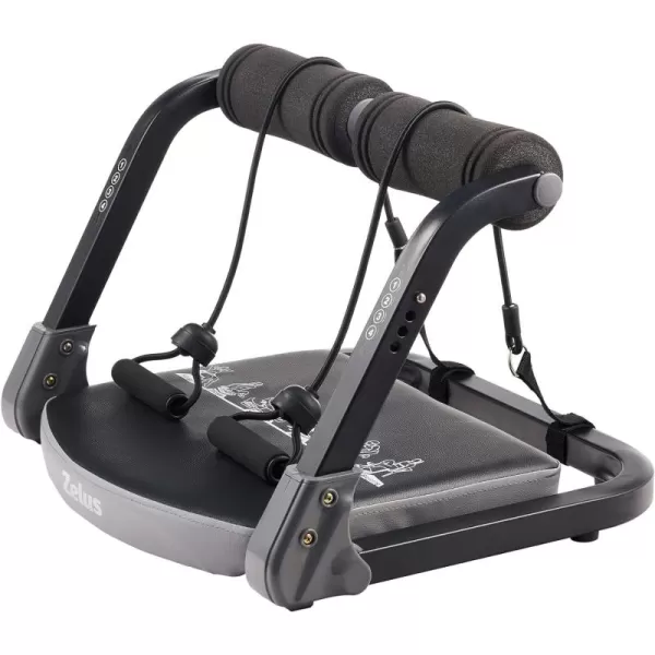 ZELUS Ab Machine with Resistance Bands for Home Gym 2 in 1 Ab Workout Equipment with Rebound Assist 4 Intensities Core Strength Trainer Whole Body Exercise Fitness Equipment for Home WorkoutsGray