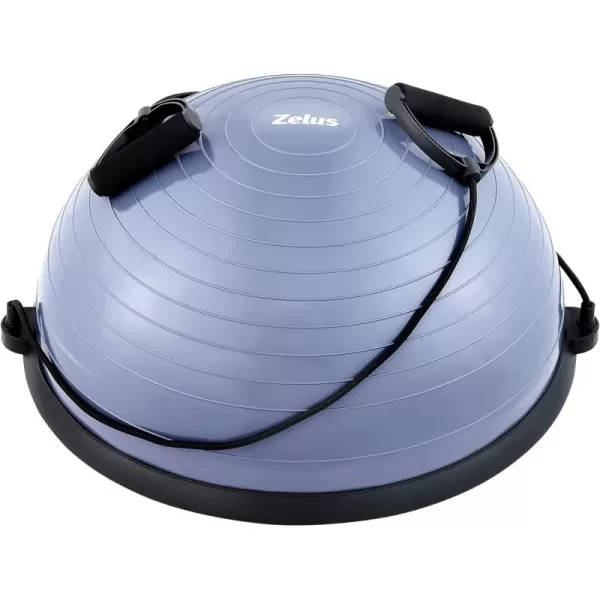ZELUS Balance Ball Trainer with Resistance Bands and Foot Pump Inflatable Yoga Ball for Home Gym Workouts 23 Inch Exercise Half Ball for Balance Training Core Strength Fitness More 330lb CapDutch blue